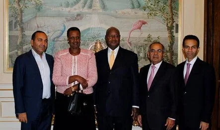 21st October 2014: HE and Mrs Museveni, Mr. Hinduja and His Two Sons