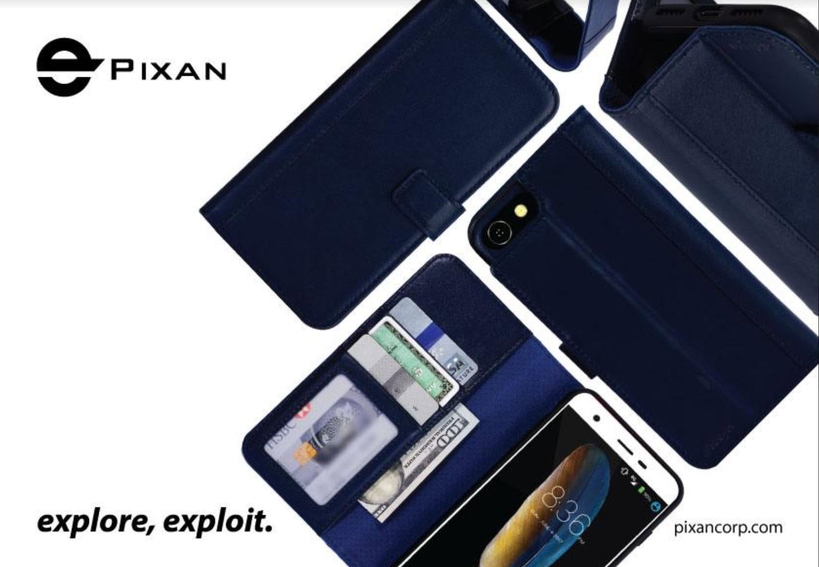 Pixan smartphone leather _ navyblue full