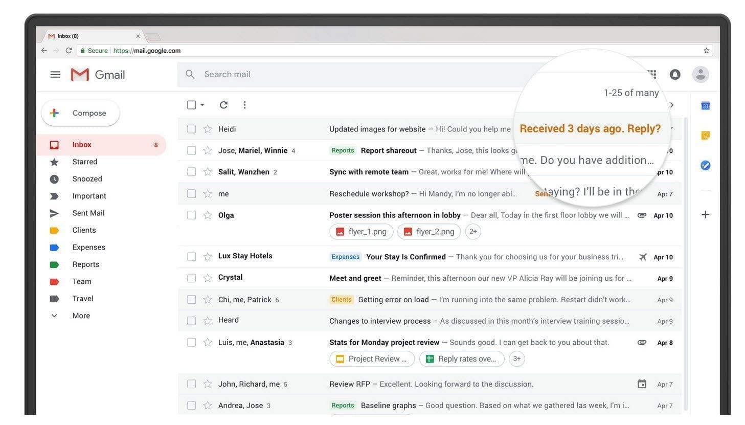 New Gmail nudge feature