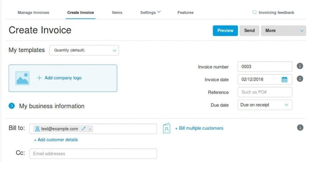 Fill out the Bill in PayPal