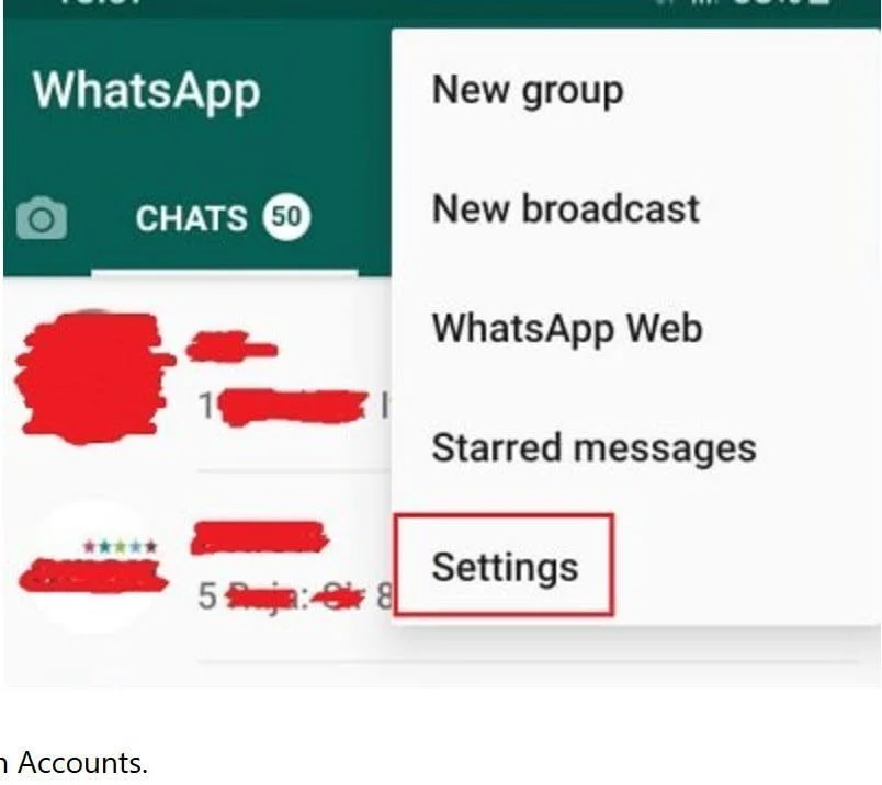 1. On the Settings page, tap on Accounts.