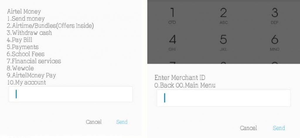 AirtelMoney Pay USSD Menu