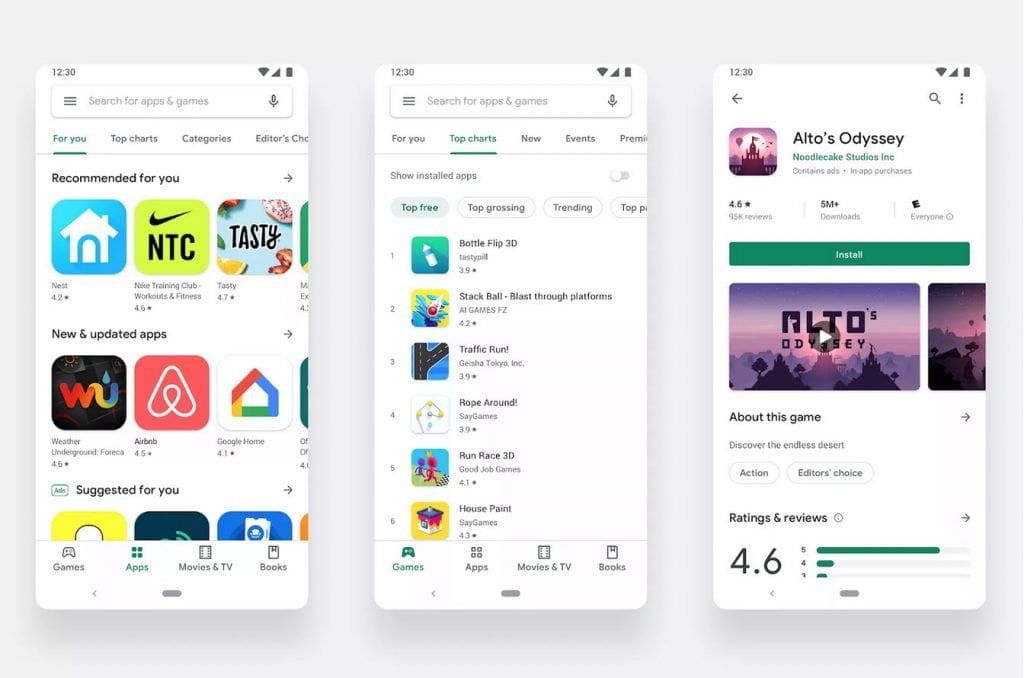 Google Play redesign 2019