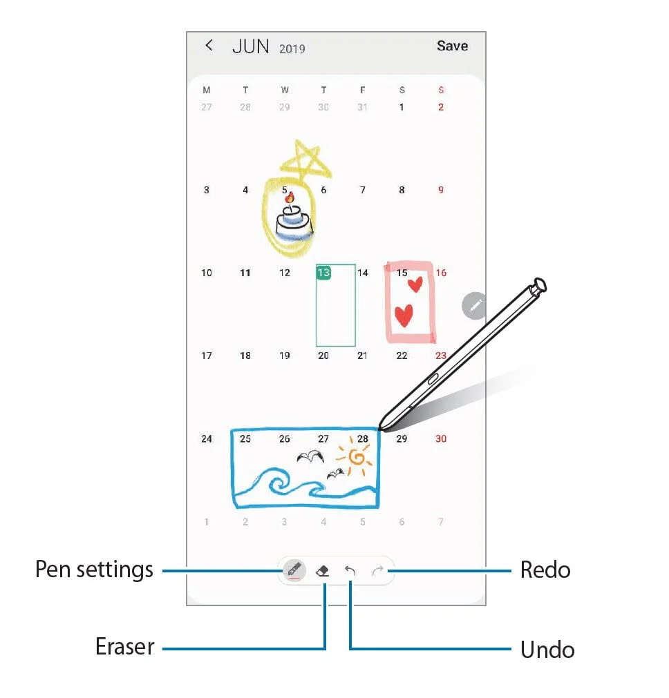 Write on calendar