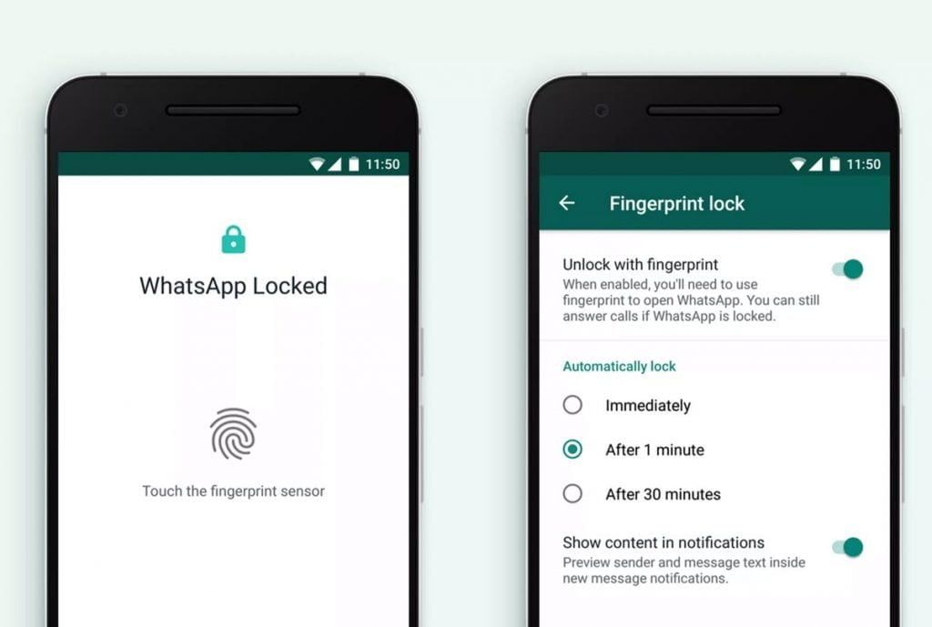 Fingerprint on whatsapp Android