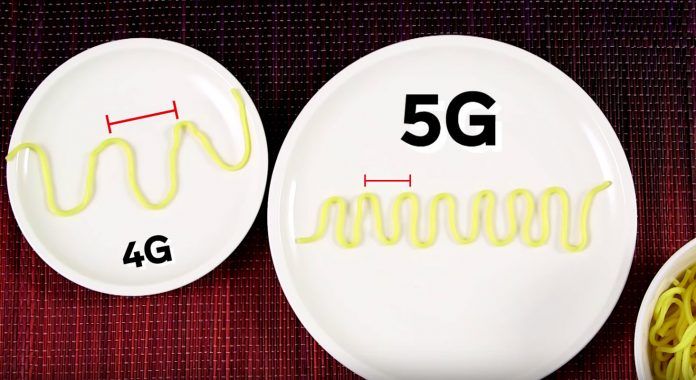 4G Vs 5G data wavelength illustration