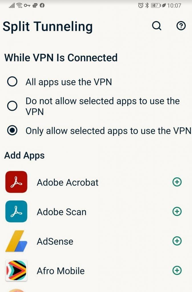 How to use Split Tunneling