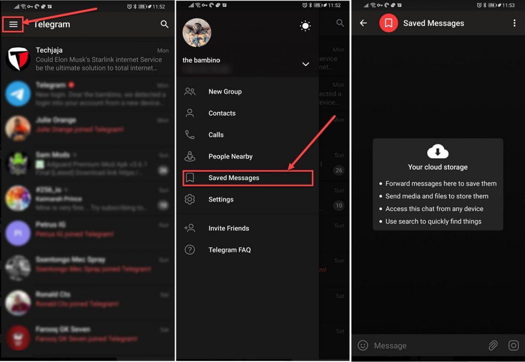 Telegram cloud storage
