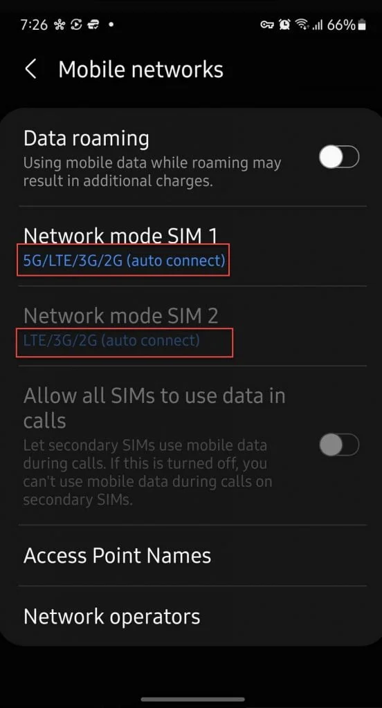 SIM1 Vs SIM2 comparison