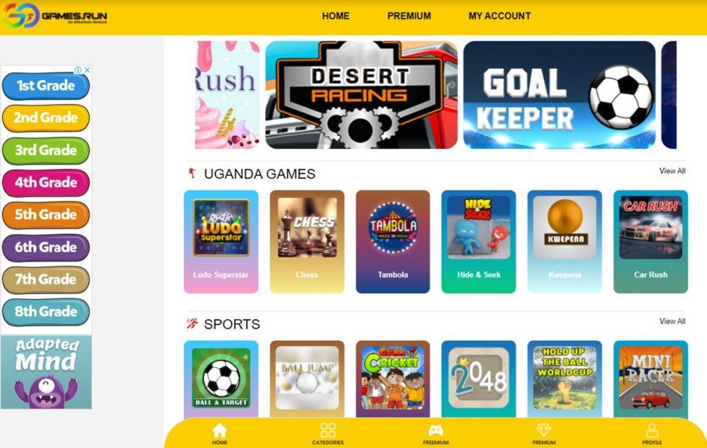 MTN GoGames User Interface