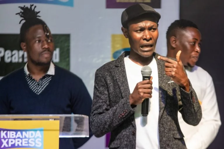Mzee Bwanika (C) at the MTN Kibanda Xpress Launch.