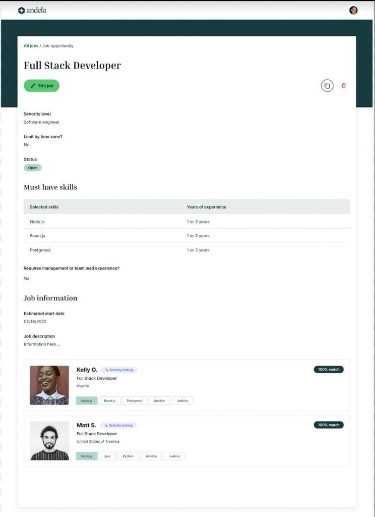 A recruiter using Andela's new personalized hiring platform_2