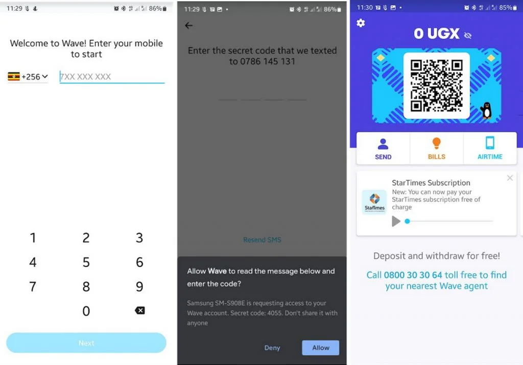 Wave Mobile Money app onboarding