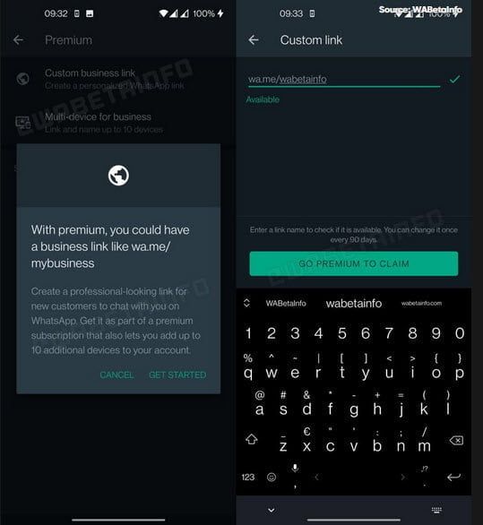 WhatsApp premium for business features