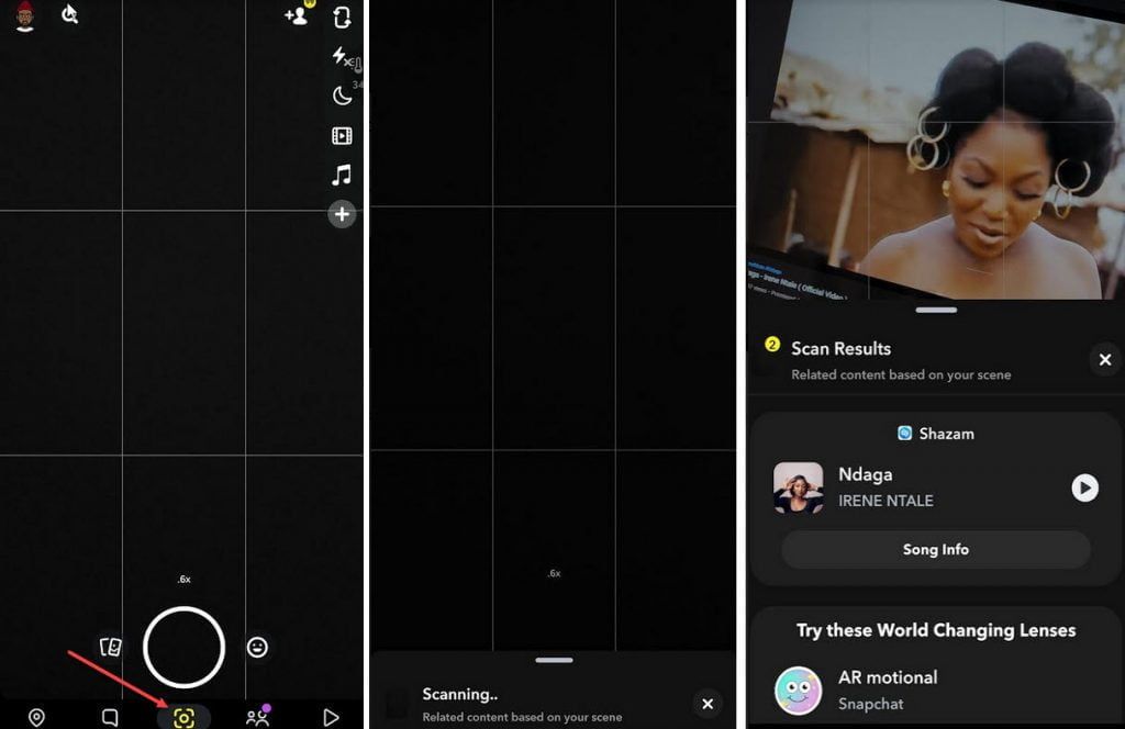 Using snapchat to shazam a song