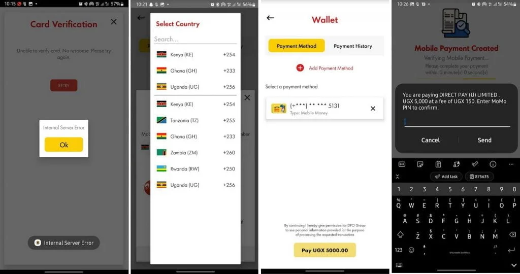 Afro Mobile App subscription payment with Mobile Money