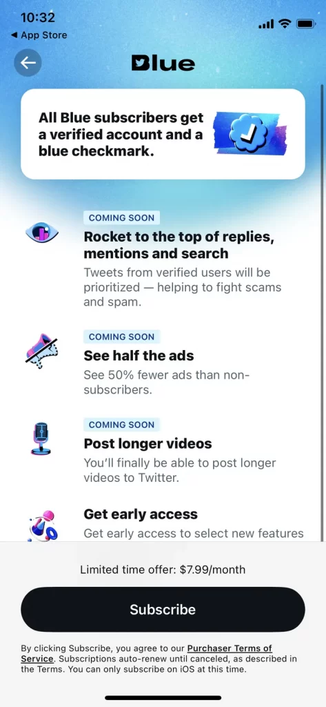 New twitter blue verification