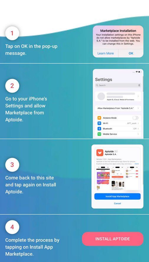 This handy guide makes it easy for new users to install a third-party app store. Image: Aptoide
