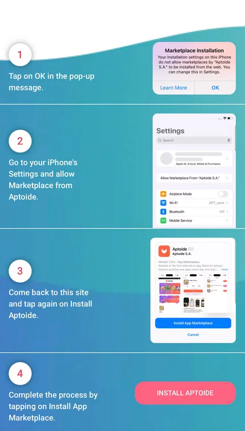 This handy guide makes it easy for new users to install a third-party app store. Image: Aptoide