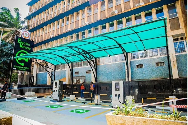 Newly installed Electric Vehicles (EV) charging stations in Kampala