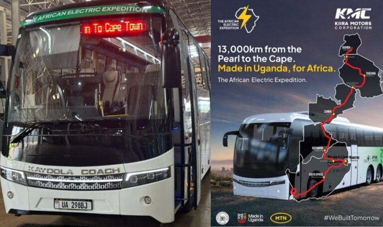 Tracking Kiira EV Kayoola e-Coach 13,000 km round-trip journey from Kampala to Cape Town